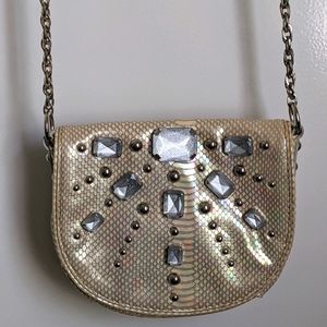 🆕 Rafe Belle Iridescent Faux Snakeskin Silver Gold Crossbody Chain Purse Bag